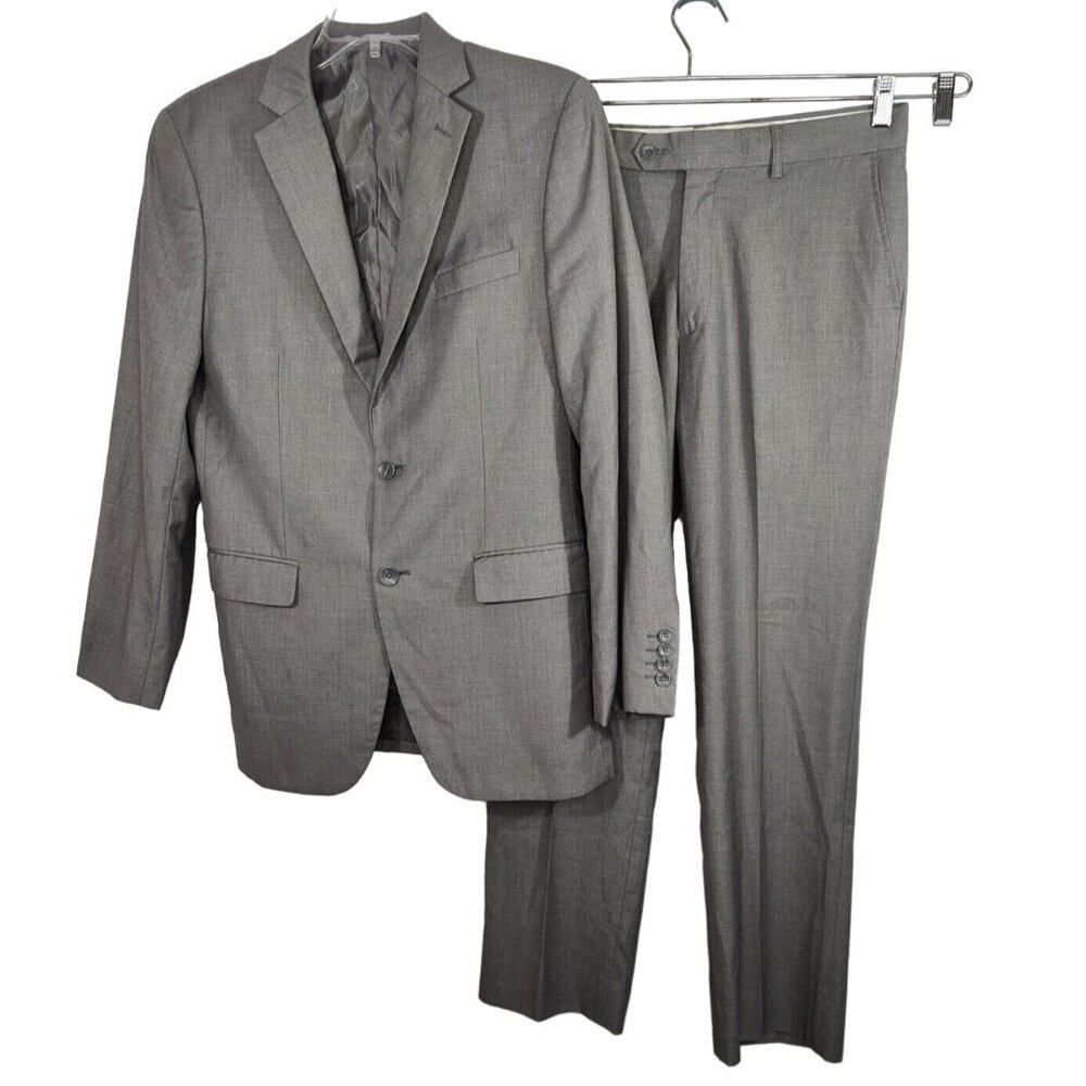 Carlo Lusso 150 Grey Suit Jacket Pants Size 38L 38 x 32 High Twist Super Deluxe